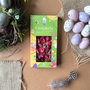 Wielkanocna czekolada ruby z pistacją i żurawiną liofilizowaną